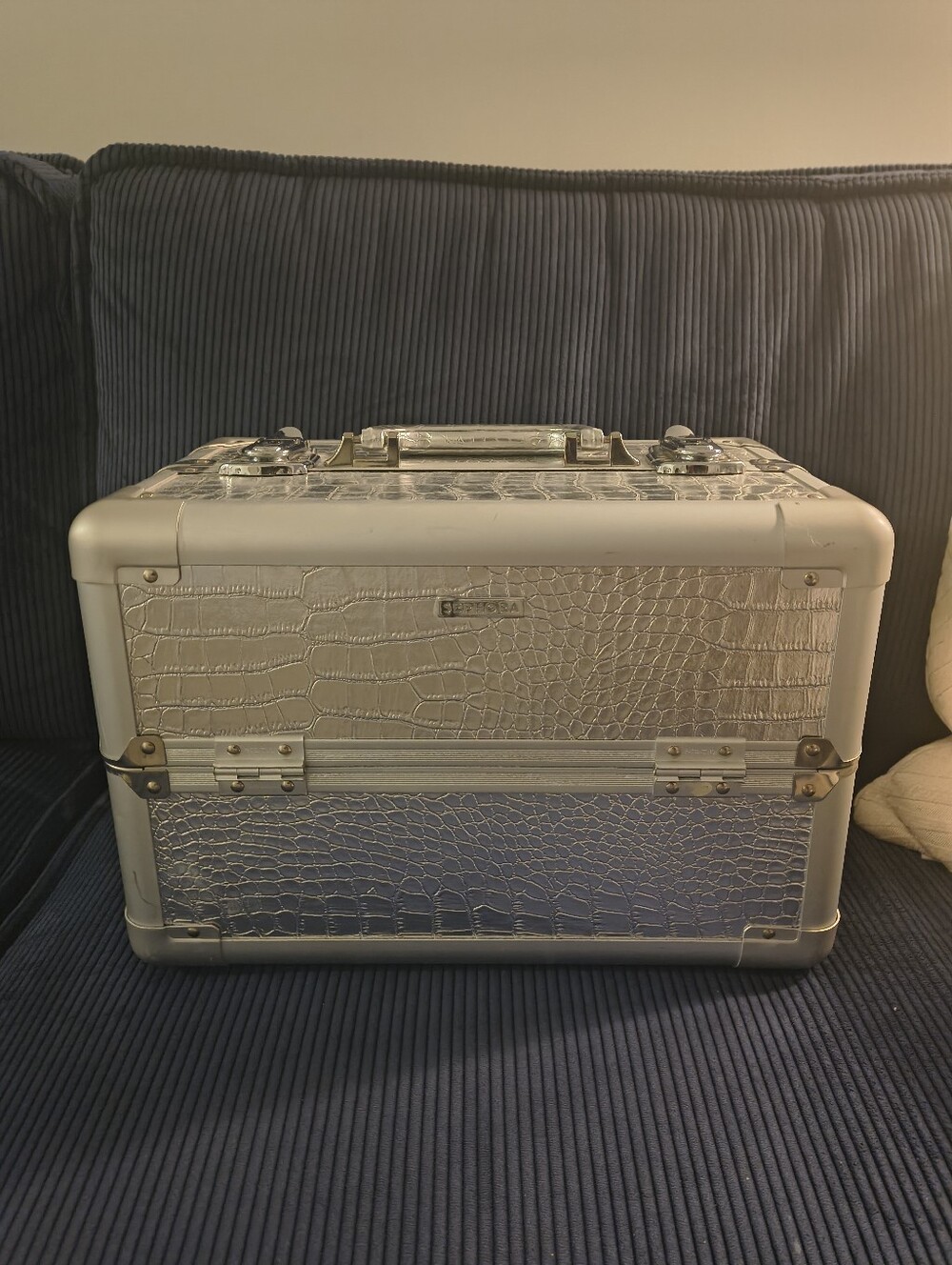 Sephora Make-up Travel Case/Train Case - Silver Croc